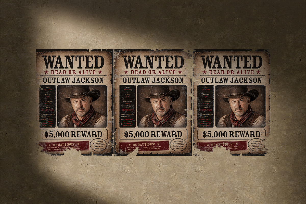 Vintage Wild West Wanted Poster, a Poster Template by BrandPacks (Photo 4 of 6)