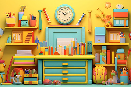 Back to school concept. Different various supplies, stationery at home desk, a School & Education Photo by Lenor4ik