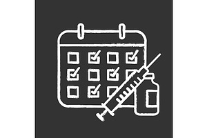 Vaccination Calendar Chalk Icon