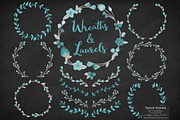 Vintage Blue Vector Flower Wreaths, an Illustration by Amanda Ilkov (Thumbnail 2 of 3)