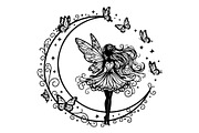 Fairy Moon Butterfly Silhouette, an Object Illustration by Gaye Art (Thumbnail 31 of 31)