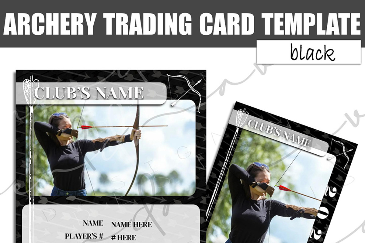 Black Archery Trading Card Template, a Card Template by Brenda Avila Designs (Photo 2 of 2)