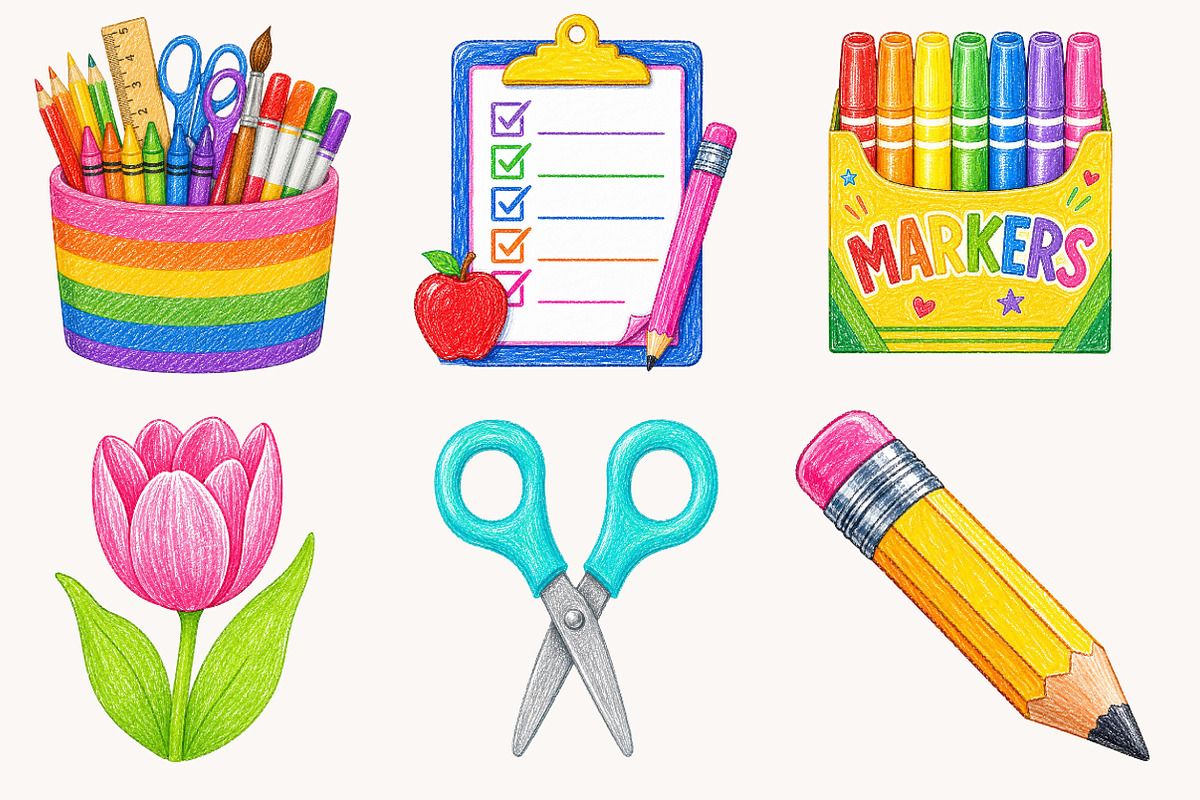 Back to School Clipart PNG Bundle, a Seasonal Illustration by Designworld (Photo 4 of 5)