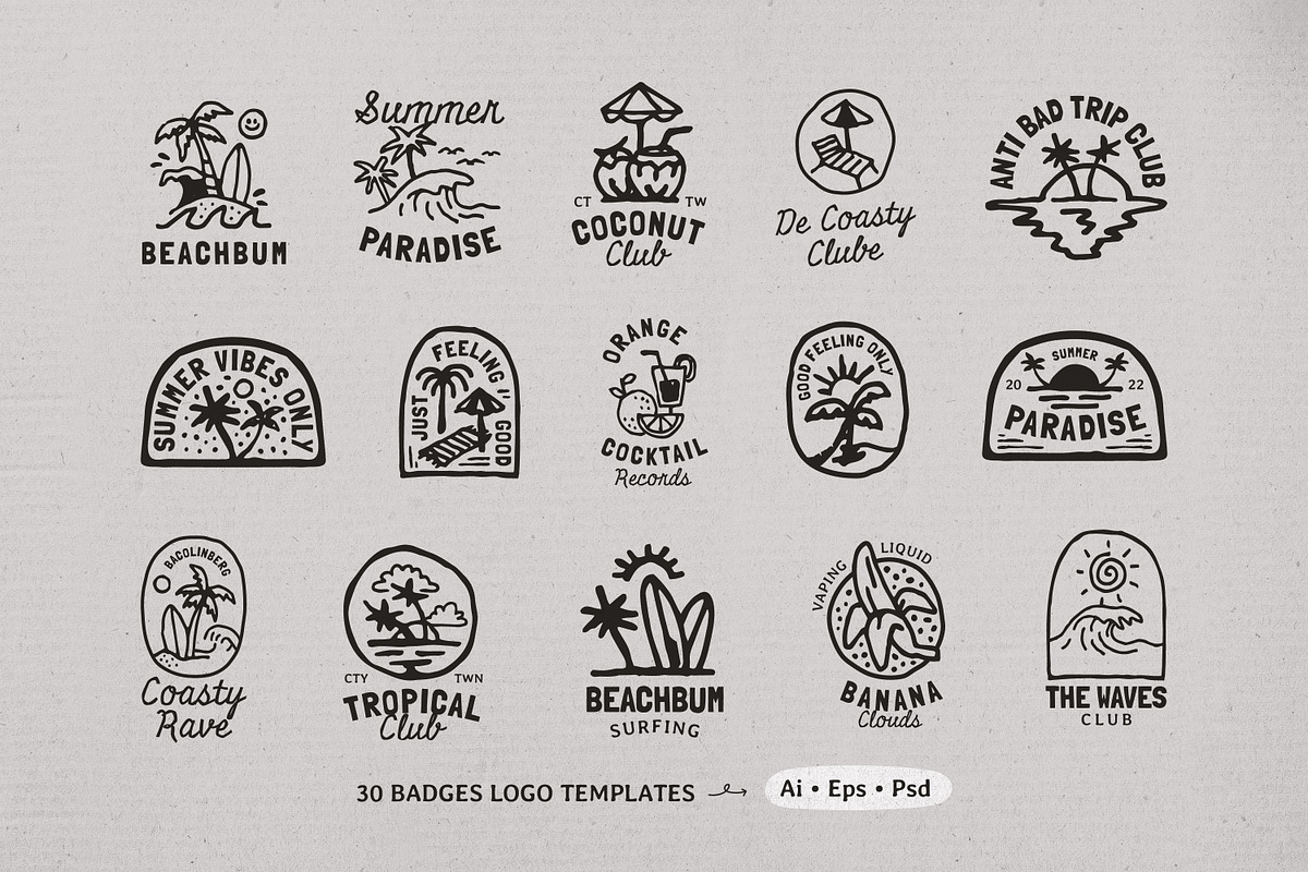 Summer Badges Logo With Doodles, a Branding & Logo Template by Dordar.Lab (Photo 4 of 10)