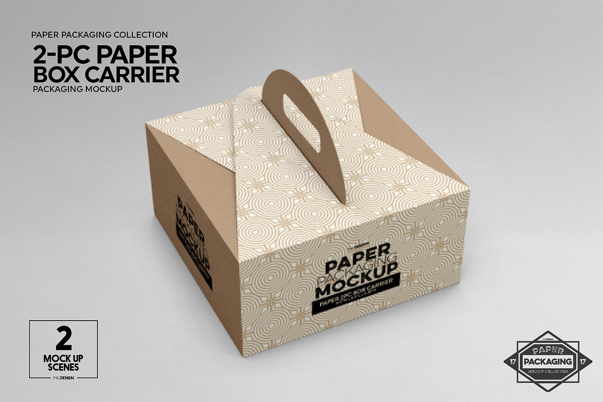2pc PaperBox Carrier PackagingMockup, a Packaging Mockup by INCDesign (Photo 2 of 8)
