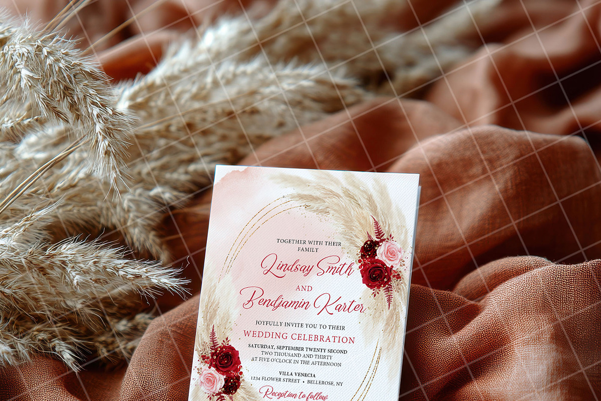 Boho 5x7 Invitation card mockup PSD, an Advertising Mockup by Blush Roses Print (Photo 2 of 8)
