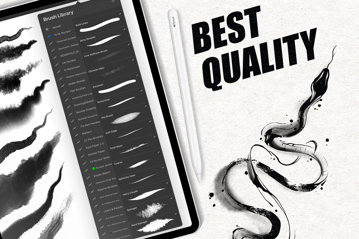 Ink Brushes For Procreate, a Brush Add-On by Nuclear Brushes (Photo 4 of 10)