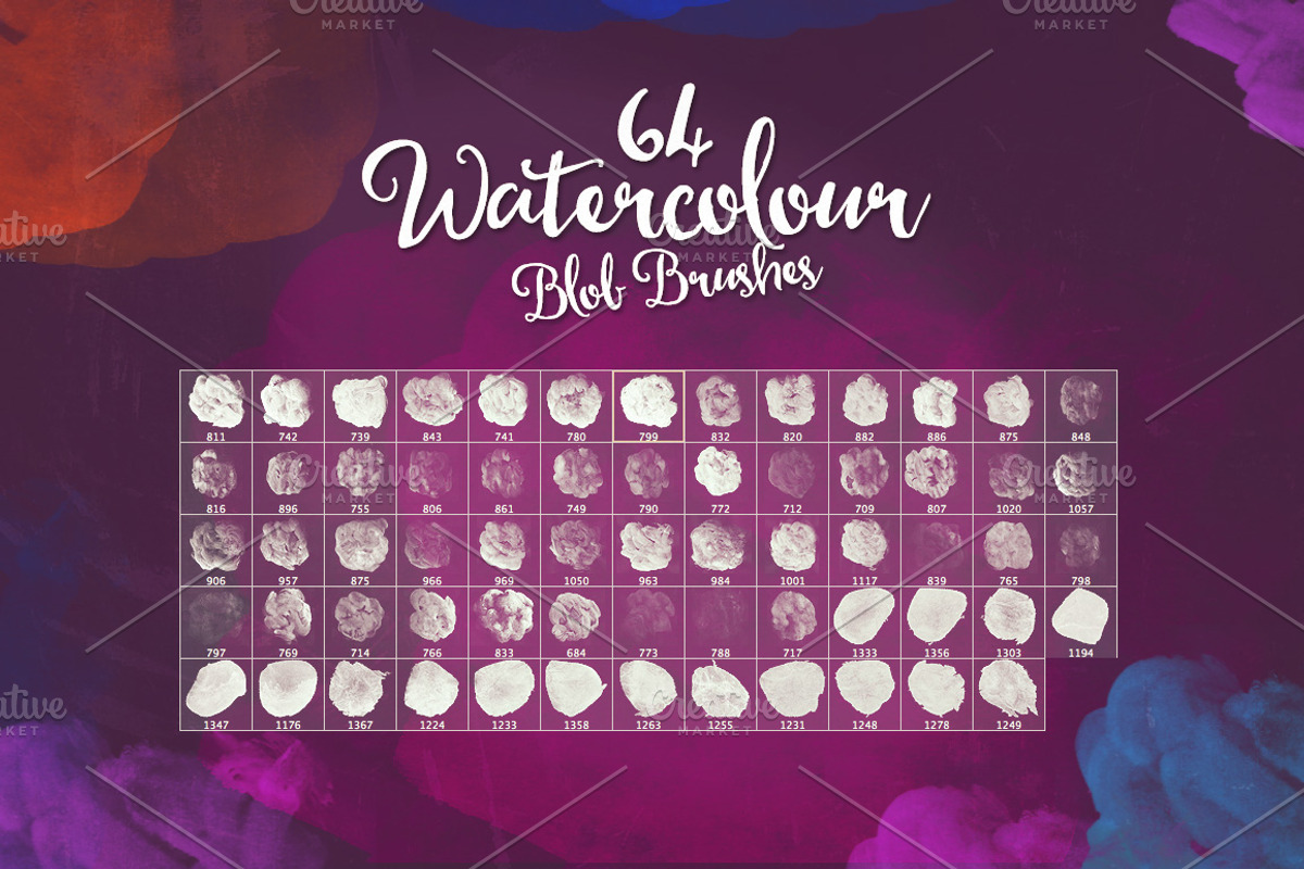 64 Watercolor Blob Brushes preview 4
