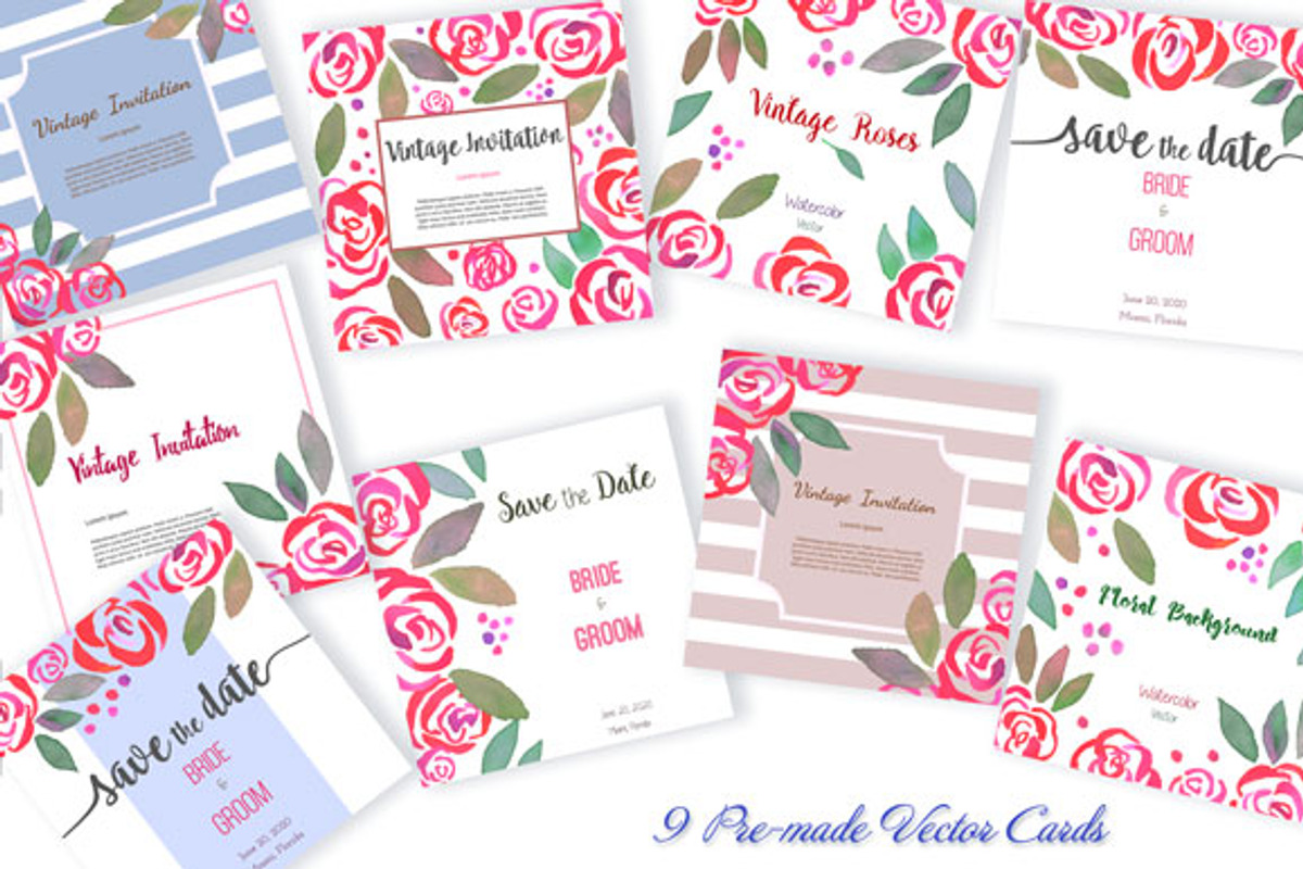 Rose Garden – Watercolor Clip Art, a Decorative Illustration by Sunshine Art Shop (Photo 4 of 5)
