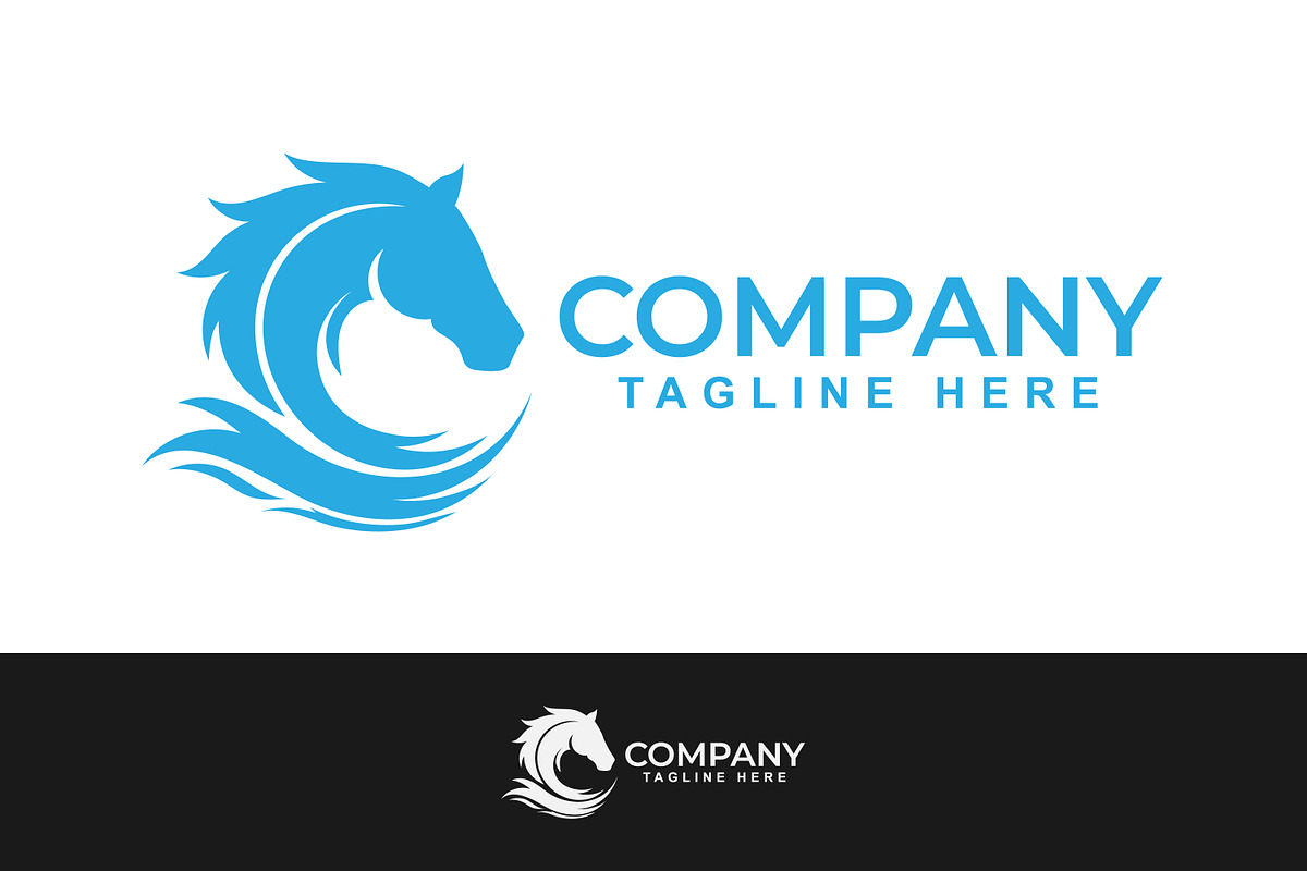 Stylish Blue Horse Head Logo Design, a Branding & Logo Template by Saba Vector (Photo 1 of 3)