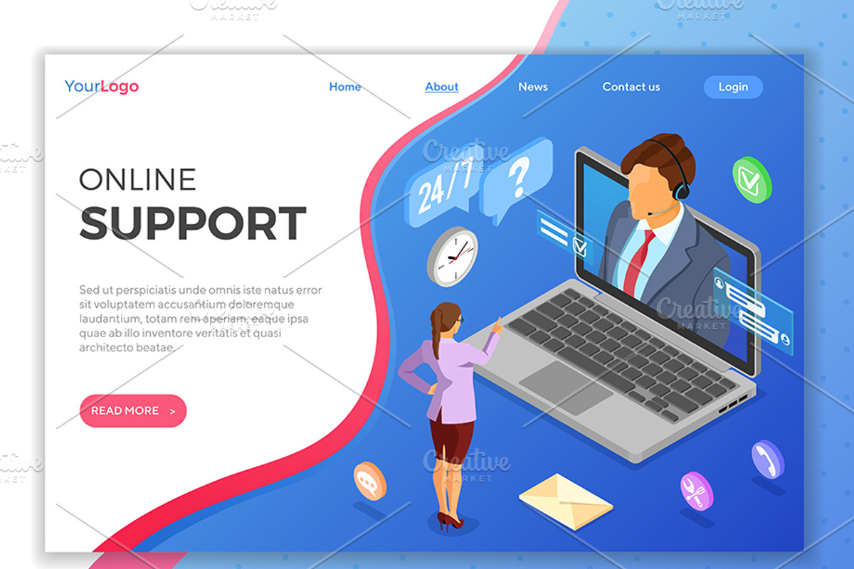 Isometric Online Customer Support, a Person Illustration by TAlex (Photo 3 of 6)