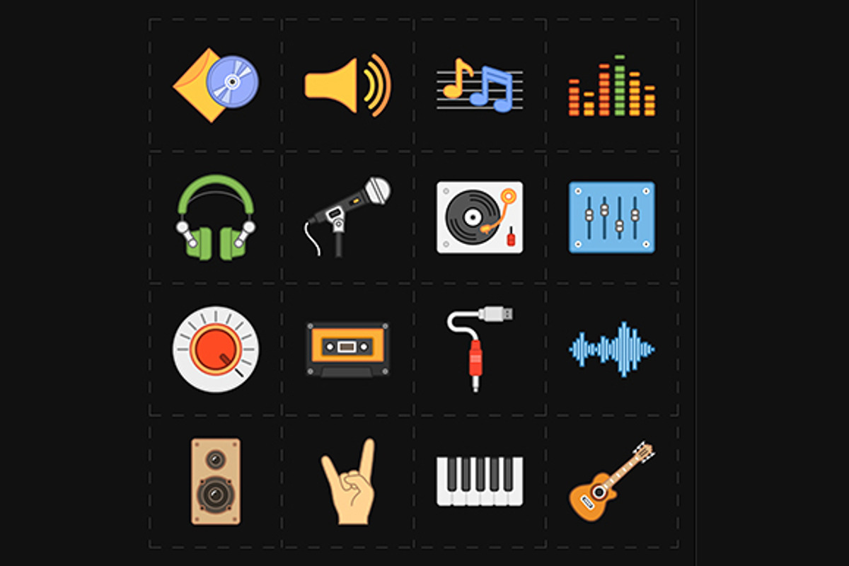 16 universal flat music icons, an Icon by Anton (Photo 4 of 4)