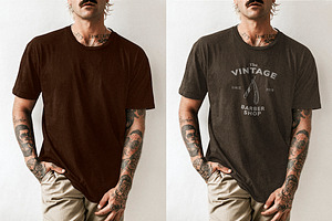 Men's Black Tee Mockup Psd On Tattoo