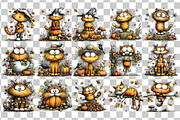 Whimsical Quirky Autumn Cat PNG, a Seasonal Illustration by Nicolle's Colorful Art (Thumbnail 3 of 6)
