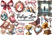 Watercolor Vintage Lover Clipart, an Illustration by Daily.Designs (Thumbnail 1 of 5)