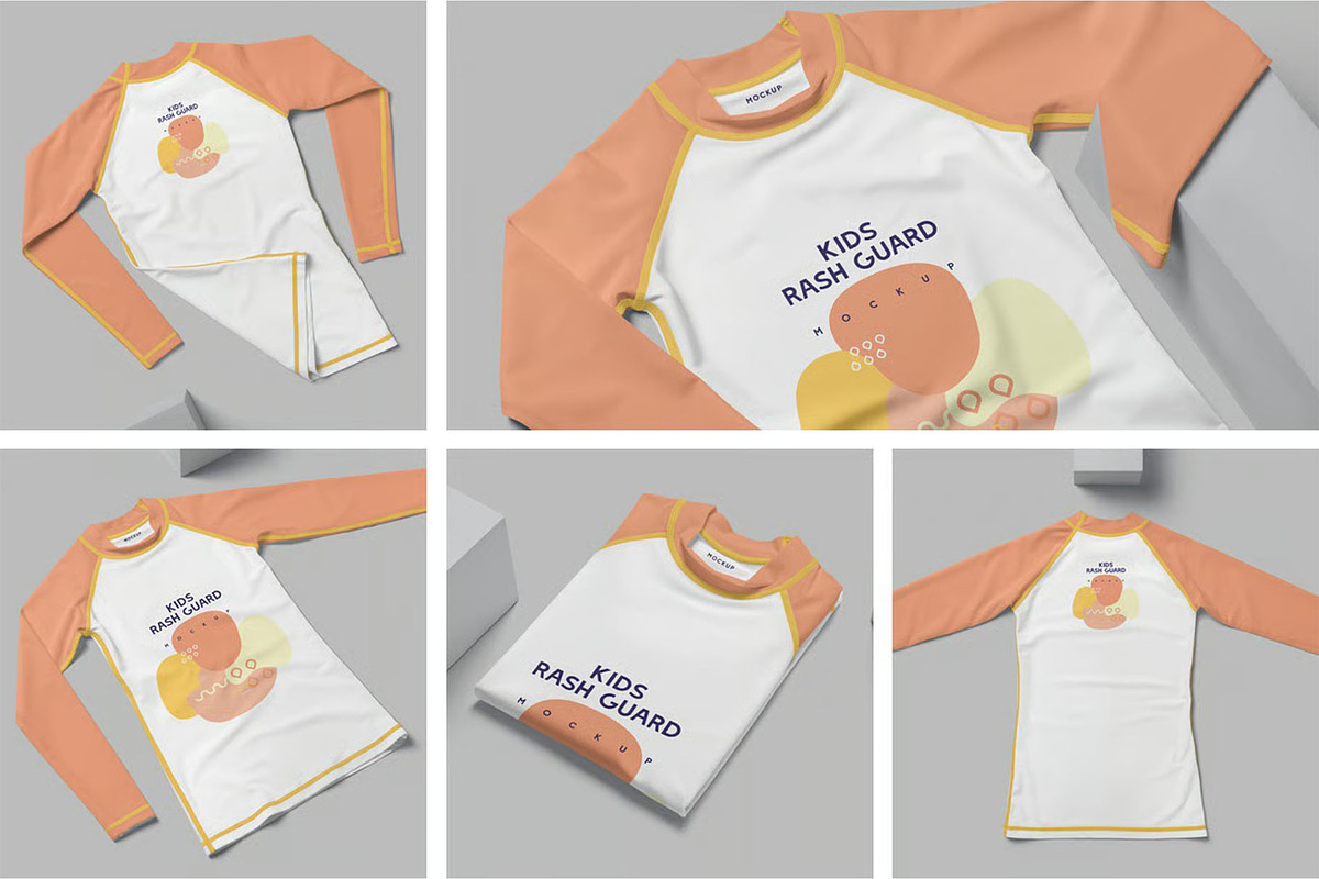 Kids Rash Guard Mockups, a Shirt Mockup by megostudi0 (Photo 1 of 7)