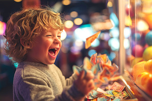 Joyful Child Winning Tickets, a Person Photo by Ocean Digital Art