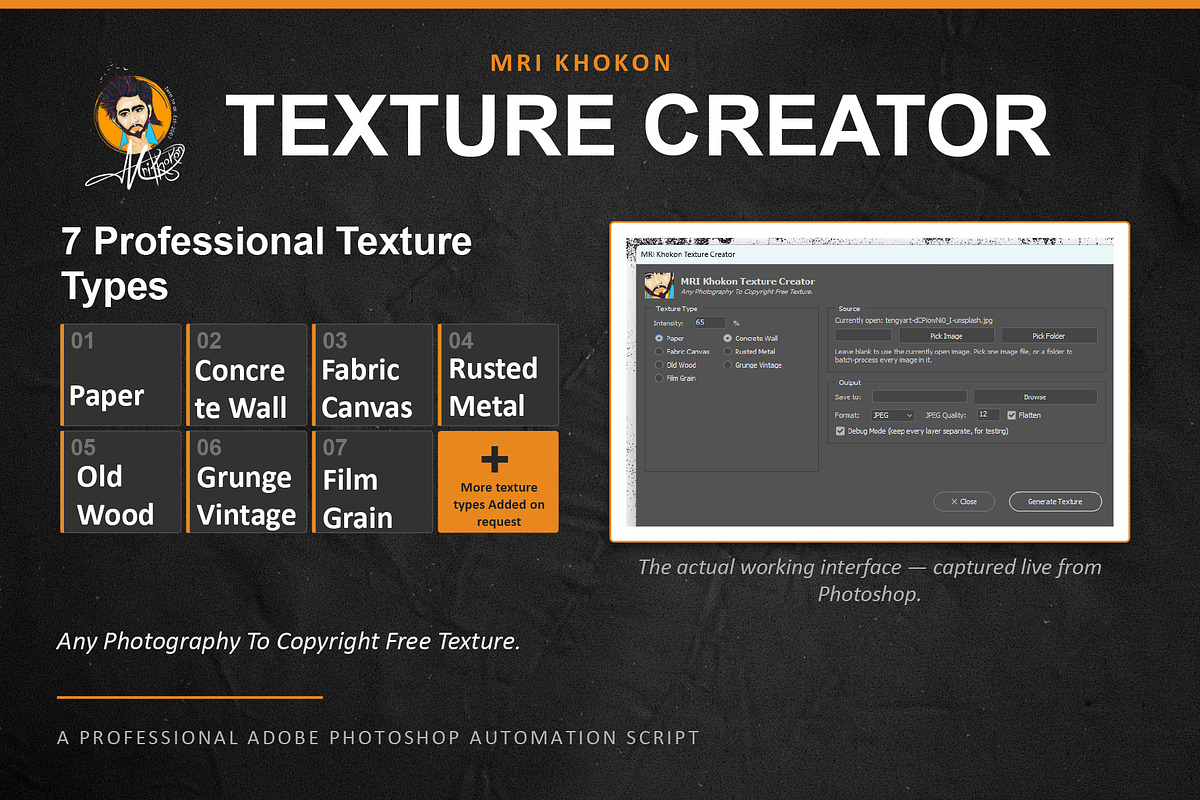 Texture Creator Photoshop Script, a Preset Add-On by MRI STUDIO (Photo 7 of 16)