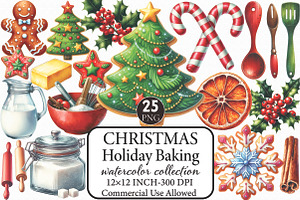 Christmas Holiday Baking Clipart, an Illustration by Libby Wishes