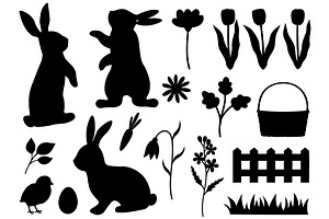 Easter Bunny Silhouettes. Bunny SVG