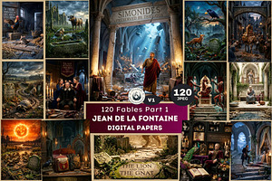 Jean De La Fontaine Fables Papers V1, an Education Illustration by ThatsDesignArt