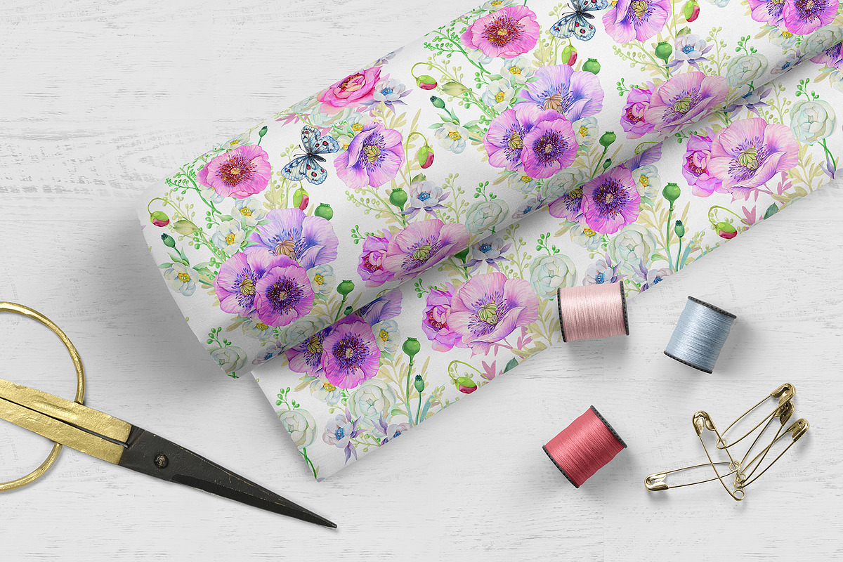 Pattern Collection, Purple Poppy, a Pattern Graphic by MitrushovaArt (Photo 6 of 9)