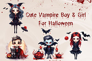 Cute Vampire Boy and Girl Graphic, an Object Graphic by PKshop (Thumbnail 2 of 3)