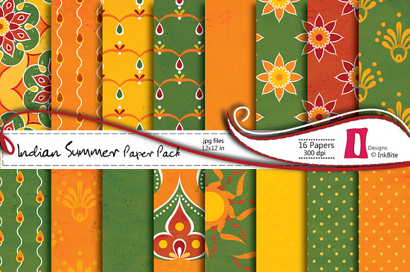 Indian Summer Digital Paper Pack preview 5