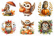 Watercolor Autumn Owl Clipart, an Illustration by DreamPrint404 (Thumbnail 2 of 6)
