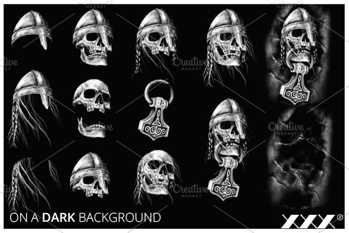 Viking skull celtic pack T-shirt, an Illustration by XXX (Photo 2 of 2)