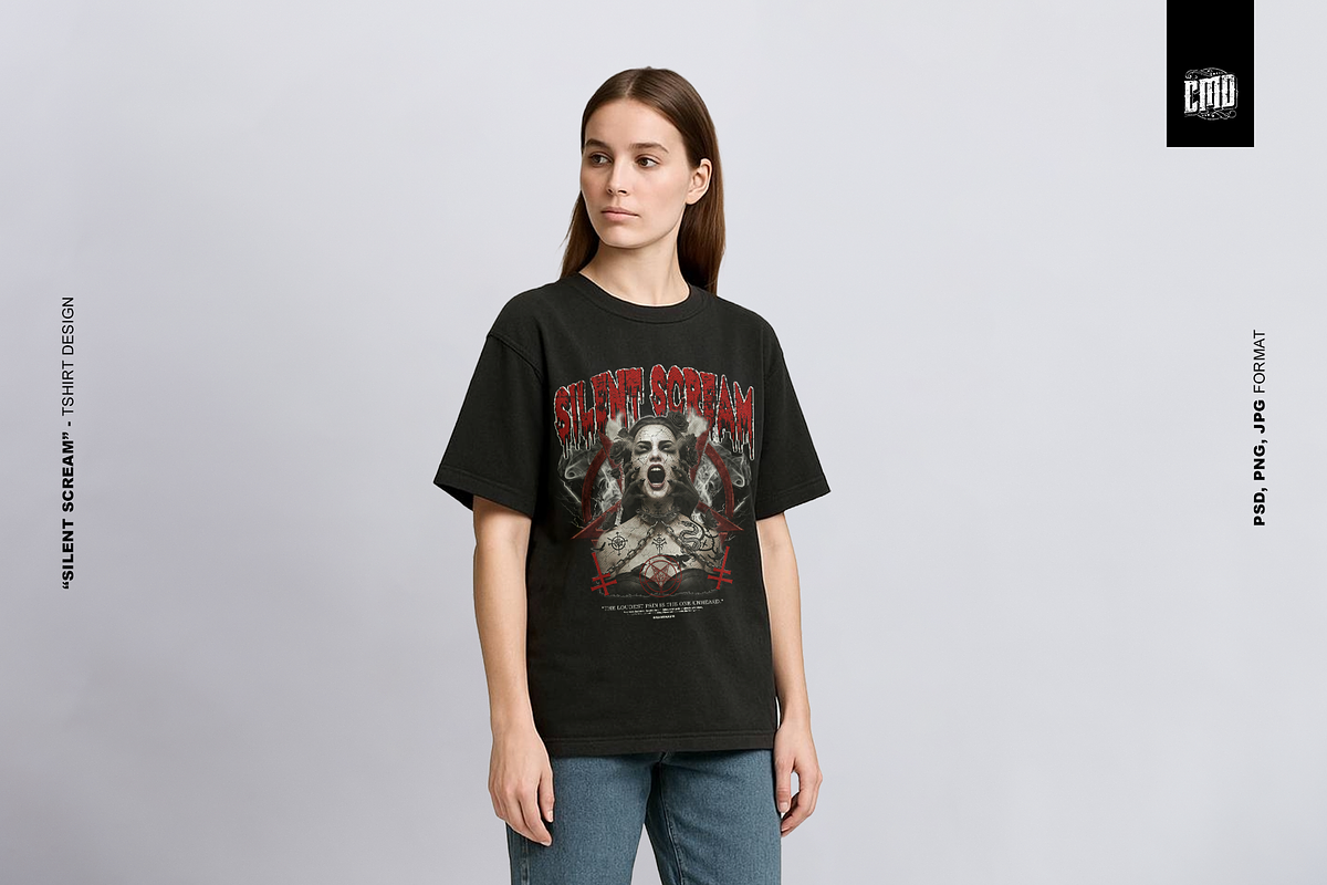 Silent Scream - T-Shirt Design, an Object Graphic by Cmd Project (Photo 5 of 9)