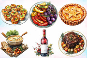 Watercolor Holiday Dinner Clipart, an Illustration by Canvas Craft (Thumbnail 2 of 3)