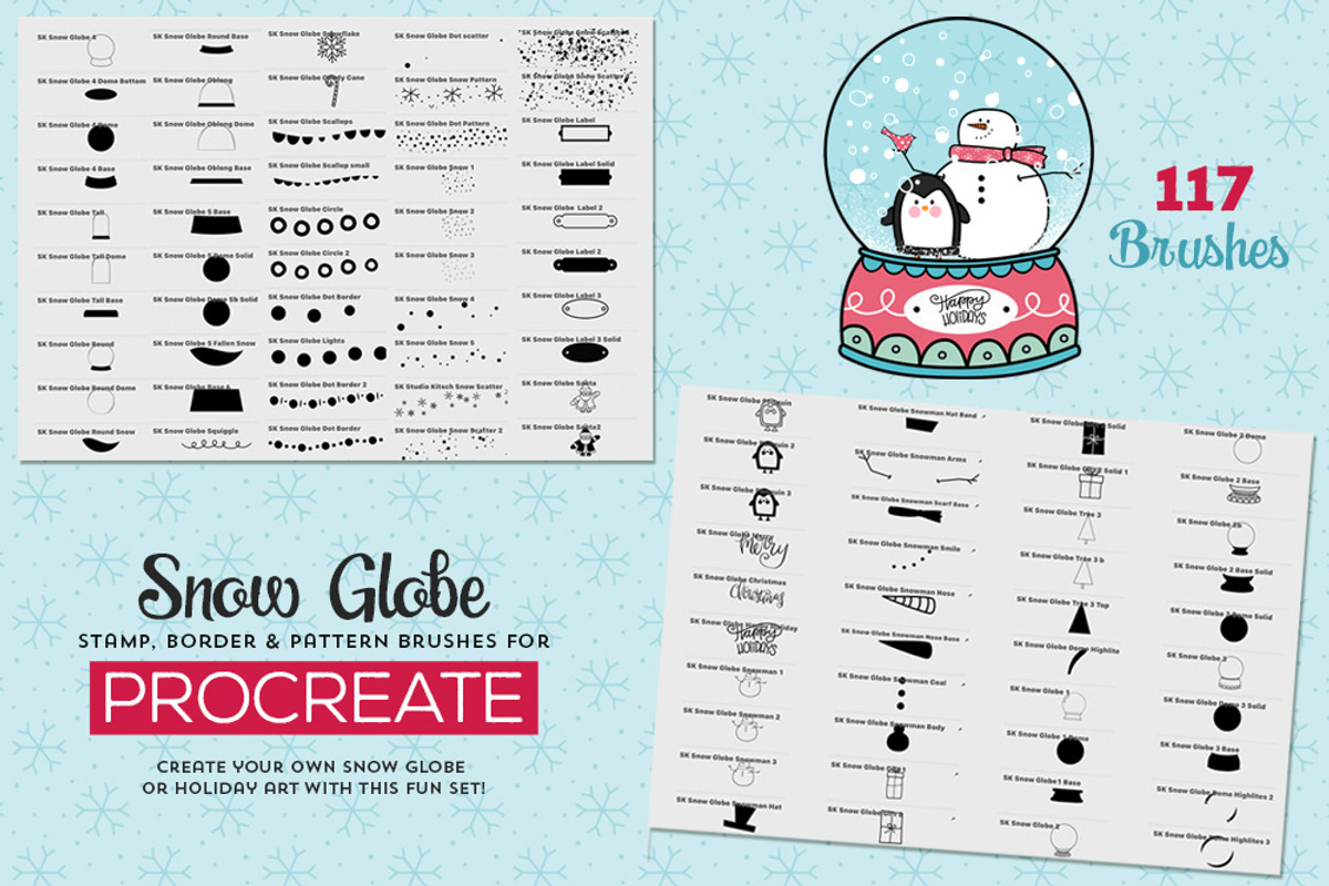 Snow Globe Procreate Brushes, a Brush Add-On by Studio Kitsch (Photo 4 of 7)