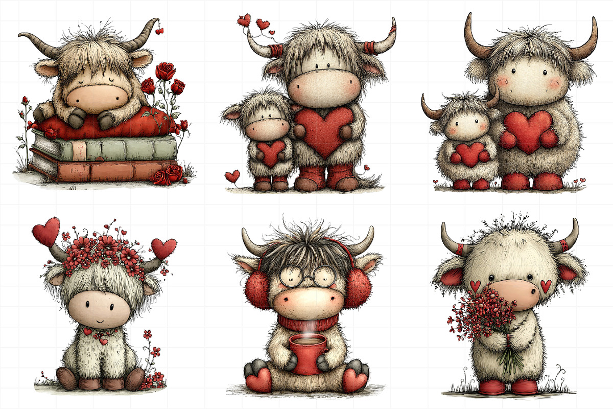 Valentine Highland Cow Png, an Illustration by Daily.Designs (Photo 7 of 8)