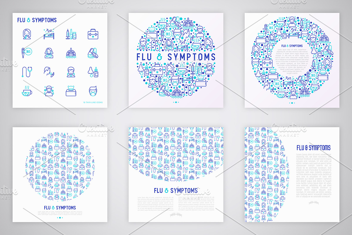 Flu Symptoms Icons Set 30 Templates, an Outline Icon by Alex Blogoodf (Photo 7 of 10)