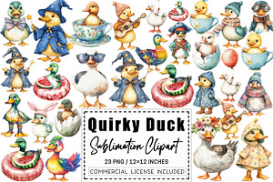 Quirky Duck Sublimation Clipart, a Graphic by CitraGraphics