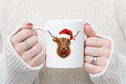 Christmas Coquette Highland Cow png, an Illustration by Watercolor design (Thumbnail 5 of 5)