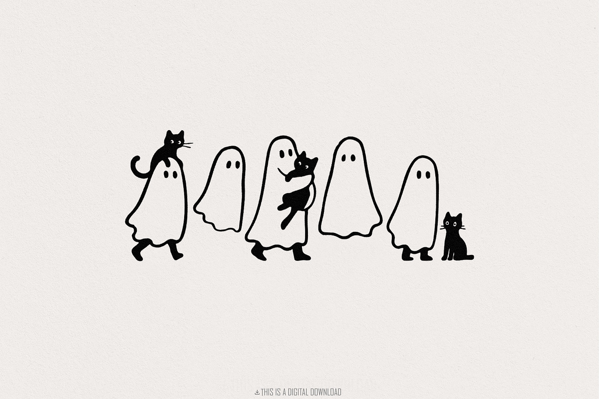 Ghosts With Cats PNG, Cute, an Illustration by SharpMarketplace (Photo 1 of 9)