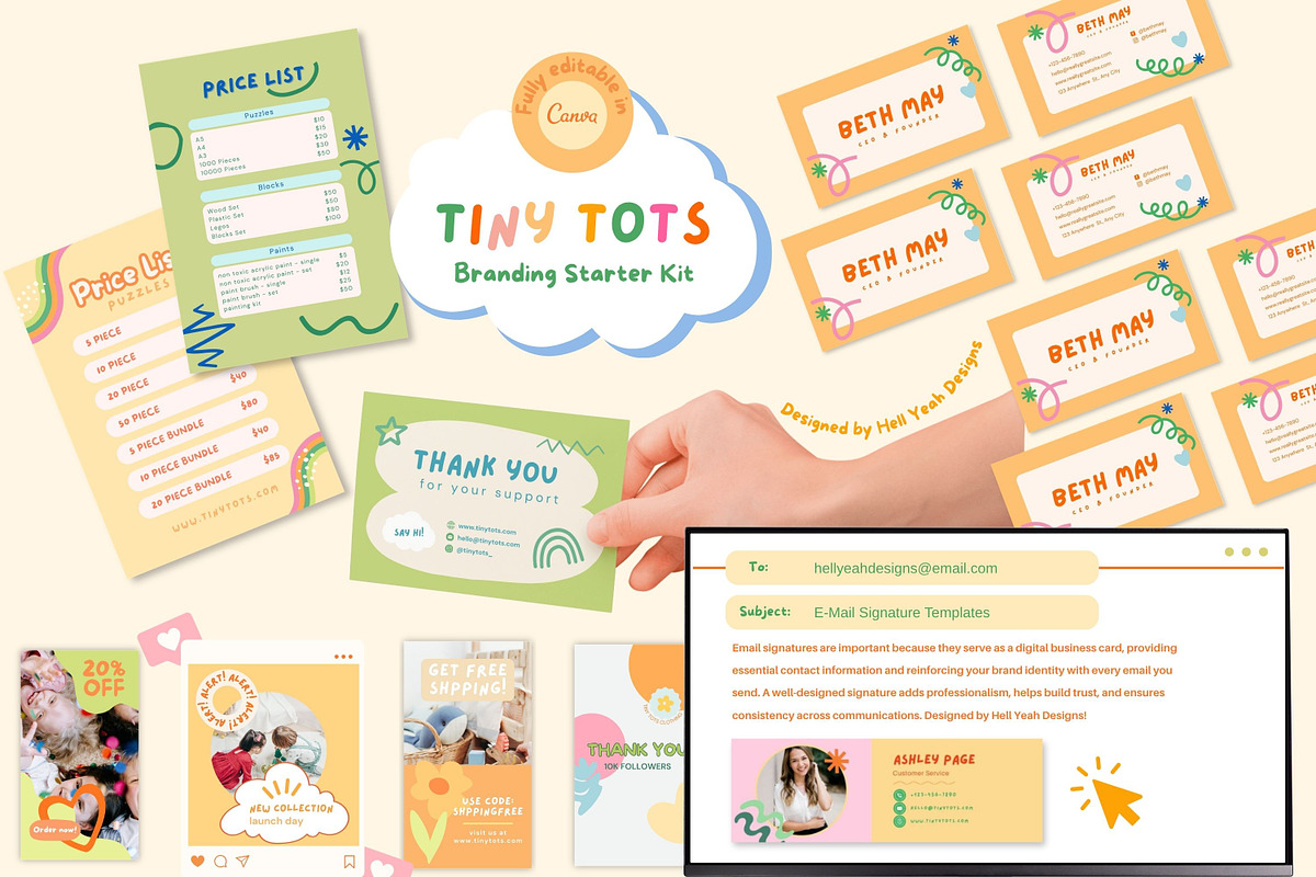 Tiny Tots Branding Starter Kit, a Branding & Logo Template by Hell Yeah Designs (Photo 6 of 19)