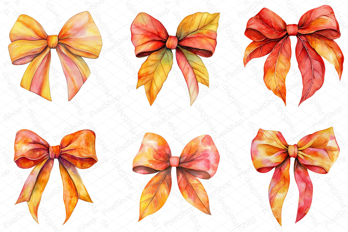 Watercolor Autumn Coquette Bow Clipa, an Illustration by DreamPrint404 (Photo 5 of 5)