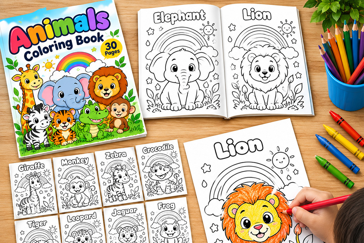 Animal Coloring Book Kids 30 Page, an Education Illustration by Mohammad Sarfaraz (Photo 15 of 15)