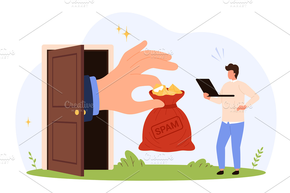 Oversized spam mail bag shocking, a Texture Illustration by Flashvector