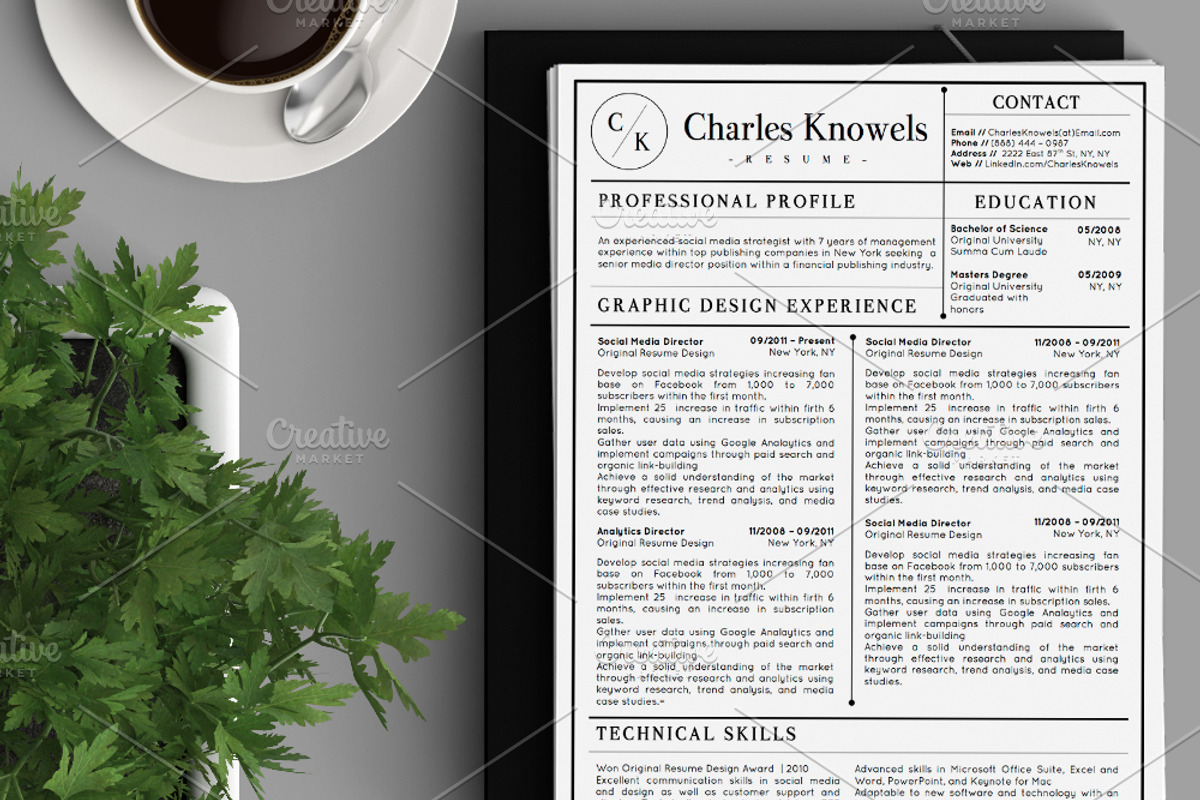 Modern 2-Page Resume CV Template, a Resume Template by Stand Out Shop (Photo 2 of 7)