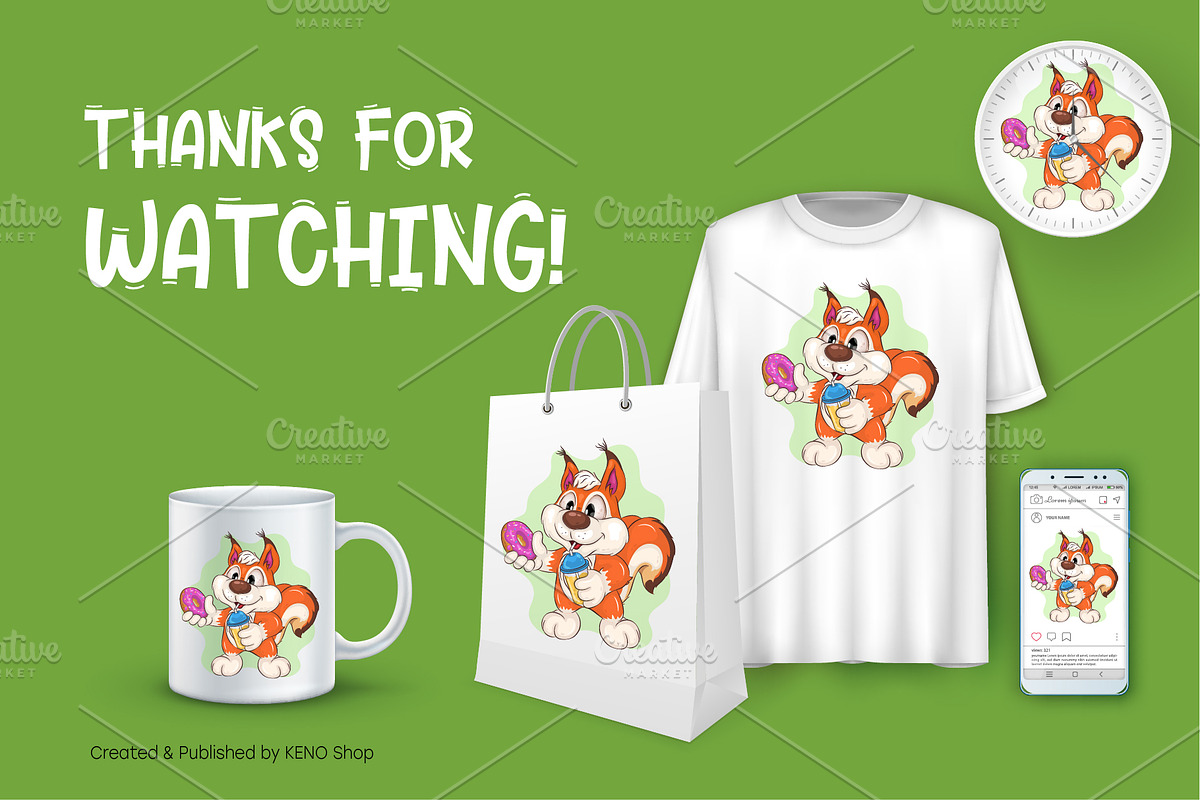 Cartoon Squirrel with Donut. Clipart, an Animal Illustration by KENO Mascots (Photo 3 of 3)