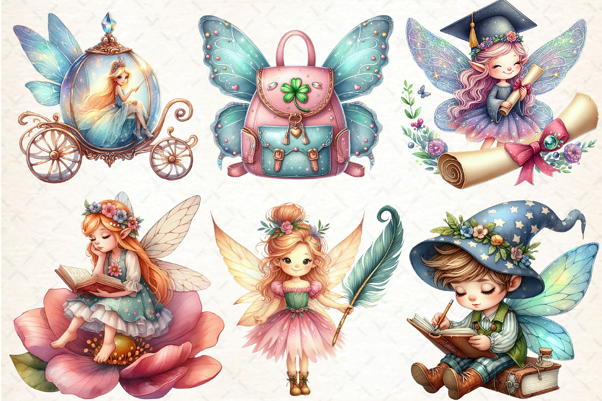 Cute Fairy School Sublimation Clipar, an Illustration by DreamCafeArt (Photo 5 of 5)