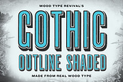 Gothic Outline Shaded, a Font by Wood Type Revival (Thumbnail 1 of 4)