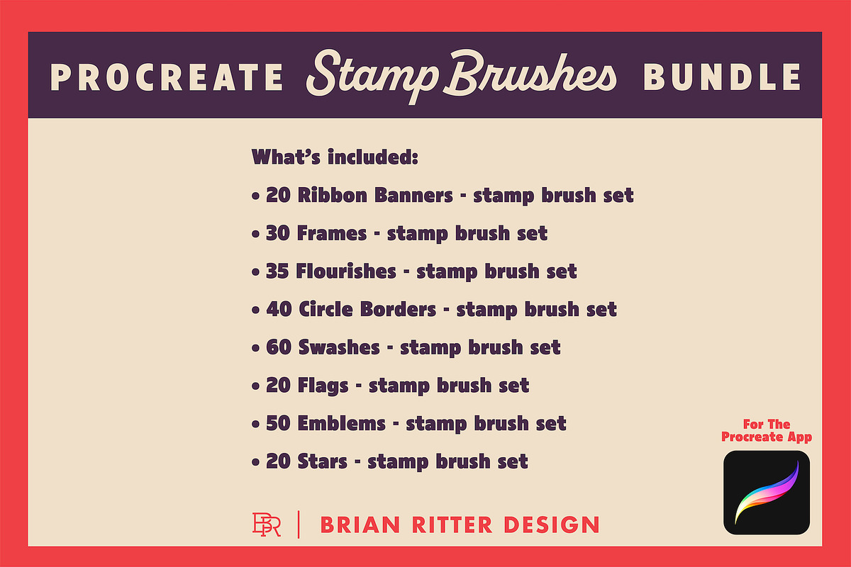 Procreate Stamp Brushes Bundle, a Brush Add-On by Brian Ritter Design