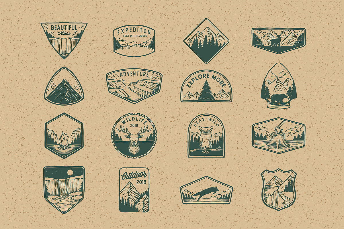 16 WILD NATURE BADGES COLLECTION, an Animal Illustration by Trape Graphic Studio (Photo 3 of 6)