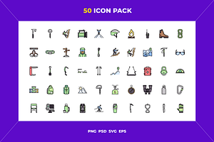 50 Mountaineering and climbing icons, an Icon by Wencory