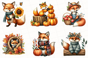 Watercolor Autumn Fox Clipart, an Illustration by OK Design (Thumbnail 2 of 5)